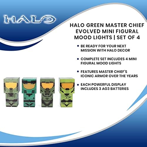 מפקד הראשי של Halo Green Master התפתח אורות מצב רוח מיני דמיוניים, סט של 4 | מנורת שולחן שידת לילה עם